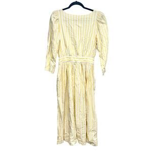 Vintage Allen Solly Cottage Core Open Back Cotton Back Button Yellow Maxi‎ Dress